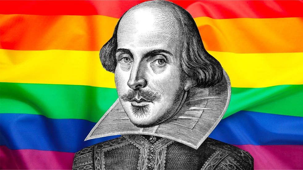 Willam shakespeare on a pride flag