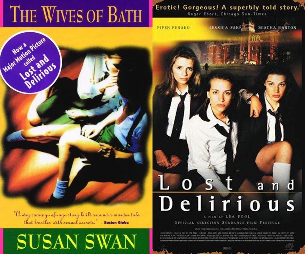 Wives of bath and lost and delirious book cover and movie poster
