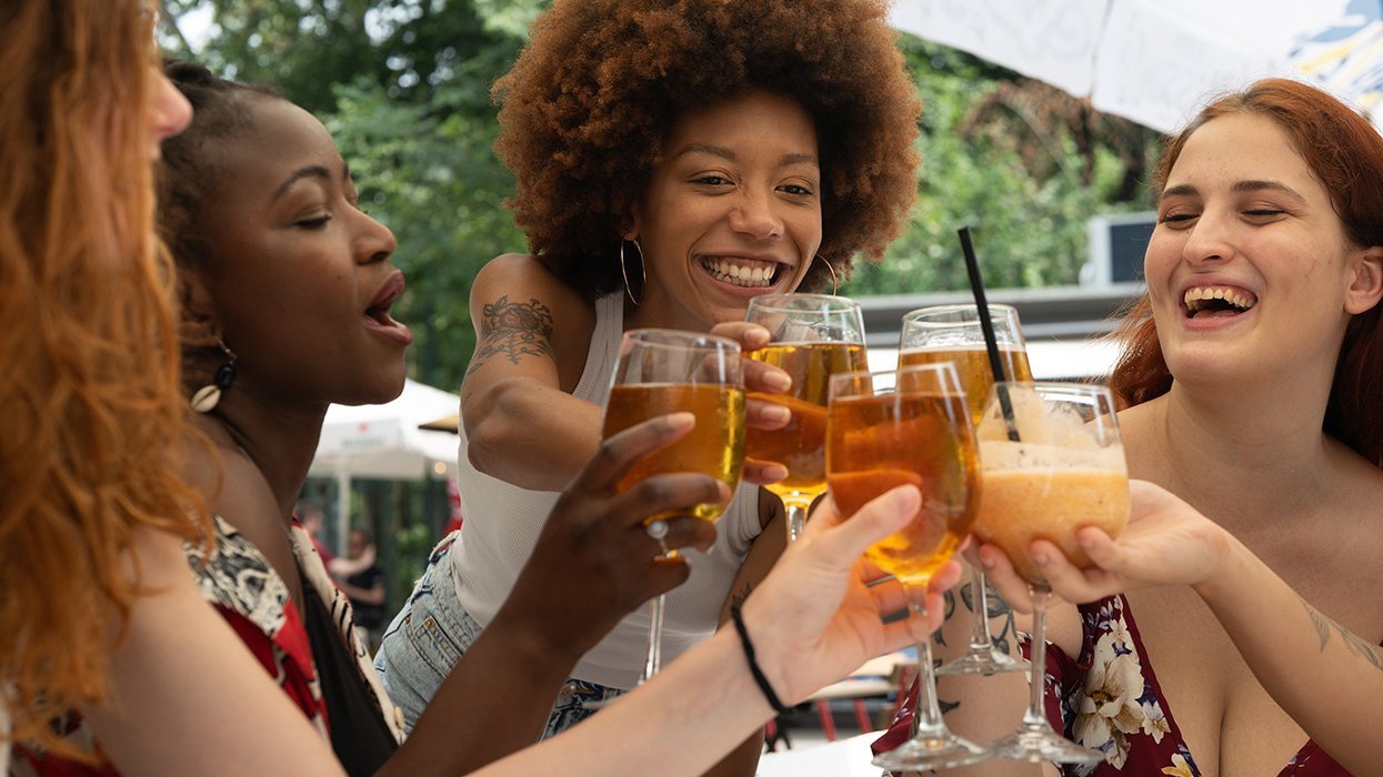 women enjoying drinks together