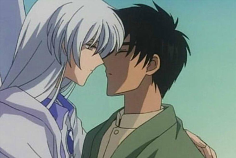 Yue leaning in to Touya
