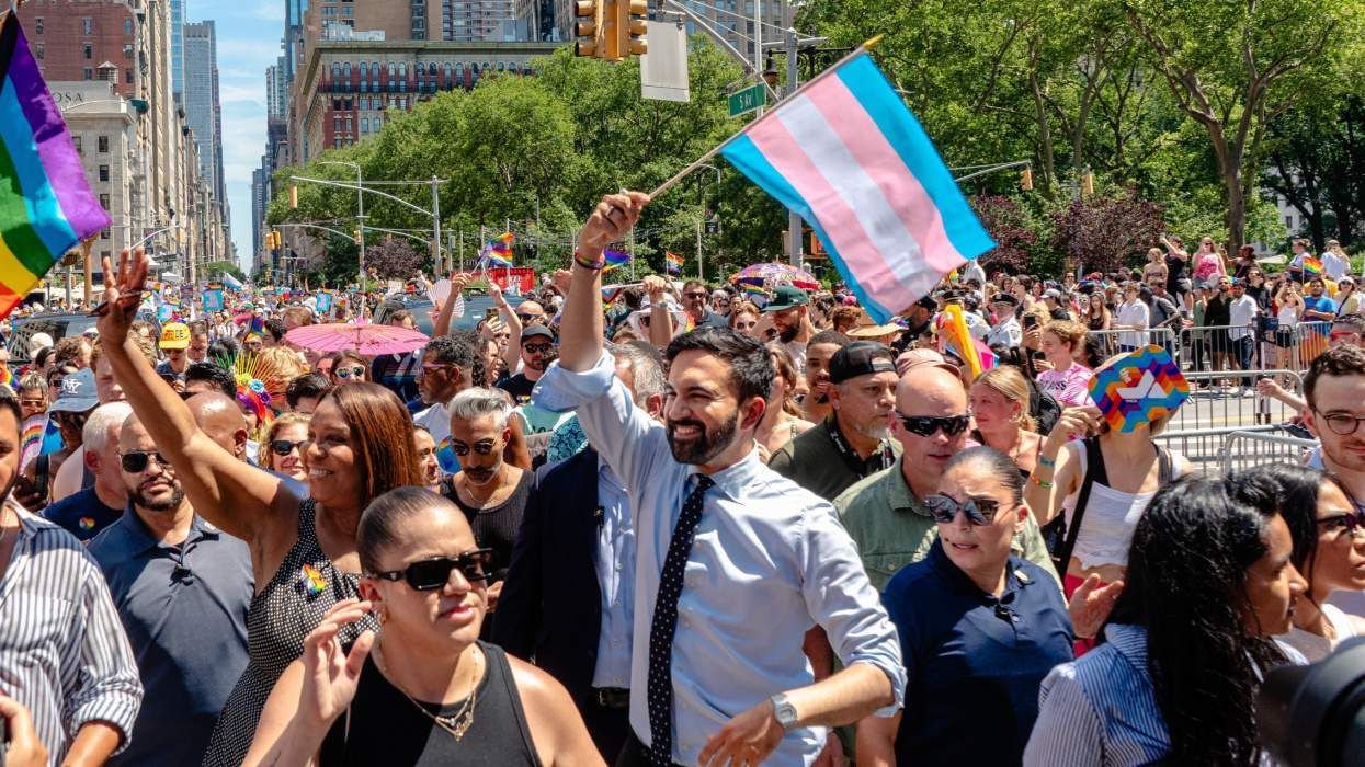 Zohran Mamdani waves transgender flag