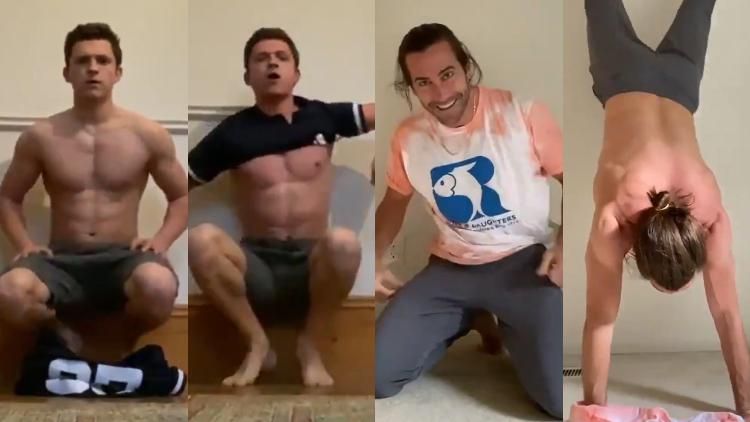 Tom Holland Jake Gyllenhaal Doing Shirtless Handstands Is Kinda Hot
